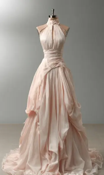Flowy Chiffon Corset Prom Gown ,Dreamy Blush Pink Maxi Princess Birthday Dress Celebrity Dress RS1984