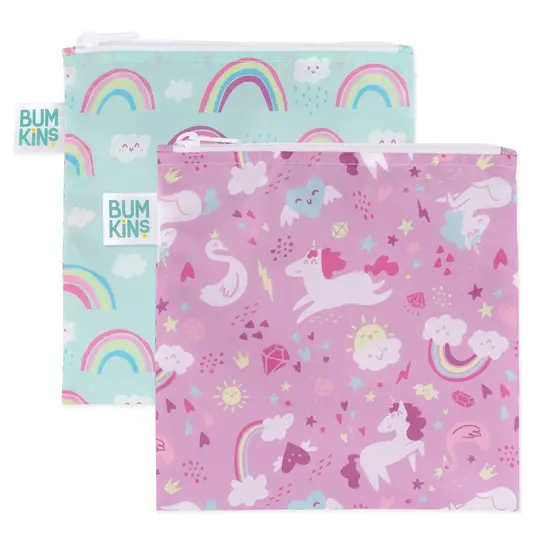 Reusable Snack Bag, Large 2-Pack: Rainbows & Unicorns