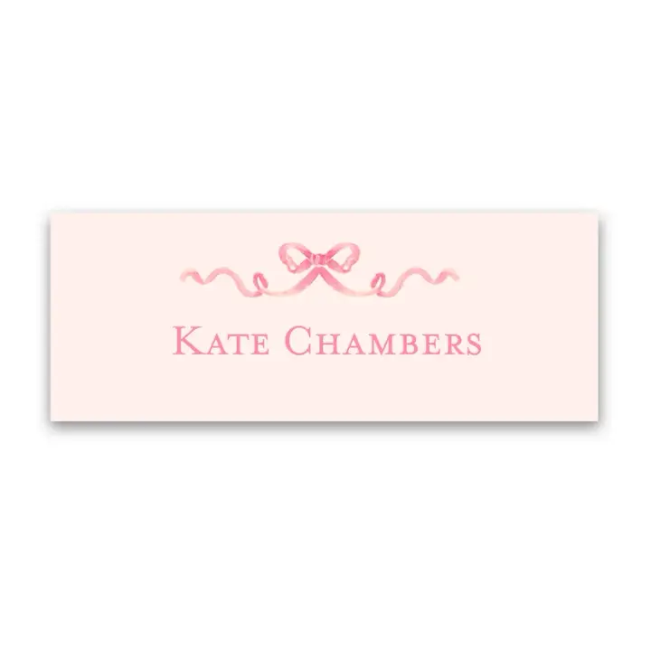 Girl's Watercolor Pink Bow Vinyl Sticker Label