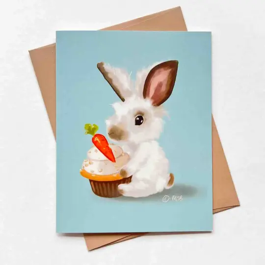 Bunny Carrot Cake Greeting Card