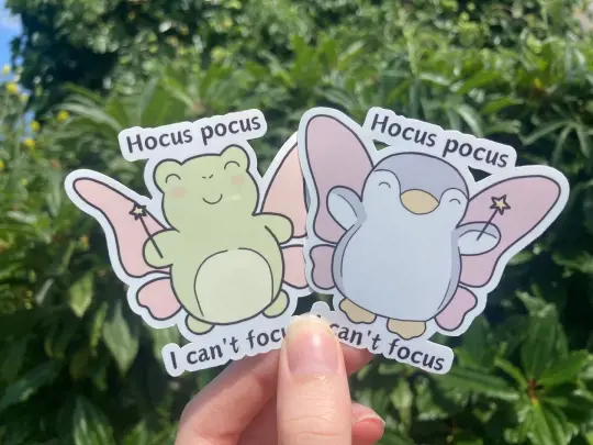 Relatable ADHD frog and penguin stickerss