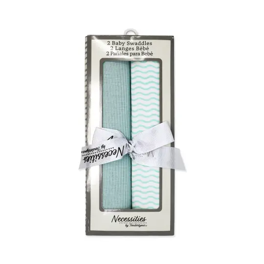 Baby Mode Signature Baby Boys and Baby Girls Boxed 2 Piece Knit Swaddle Blankets, Green