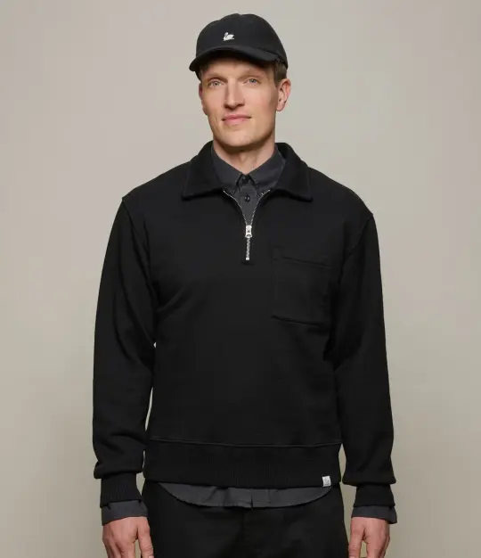 Authentic Fleece Polo Collared Half-Zip Cotton Sweatshirt