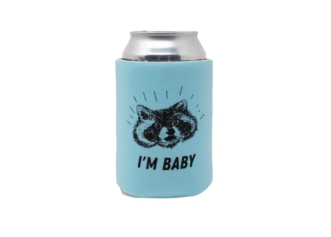 Blue Raccoon Can Holder