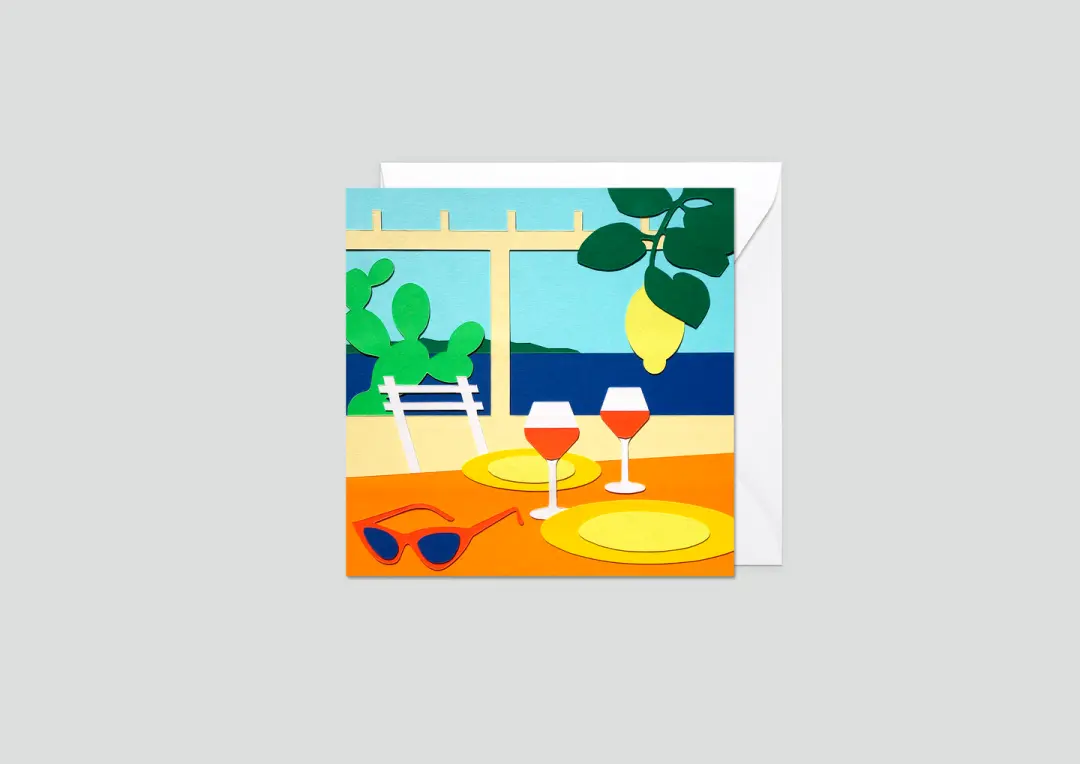 Carte illustrée "Rosé en terrasse"
