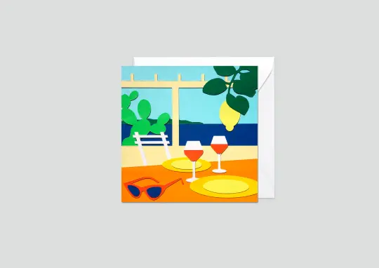 Carte illustrée "Rosé en terrasse"