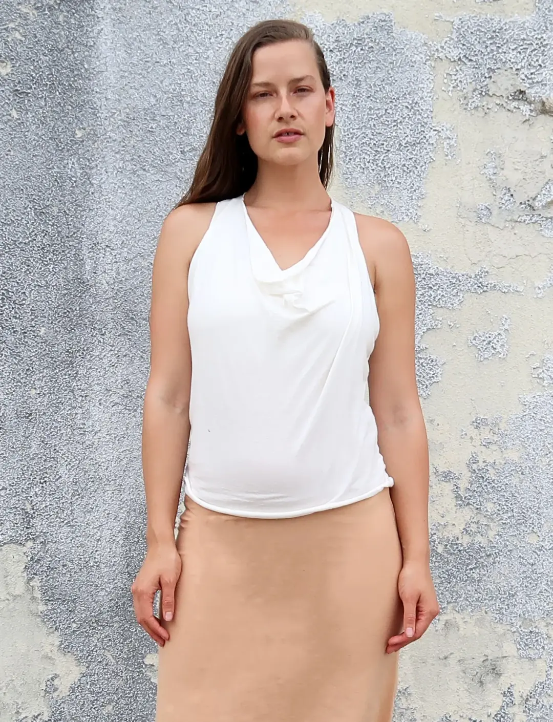 Float Neck Racerback Built in Bra Simplicity Cropped Shirt