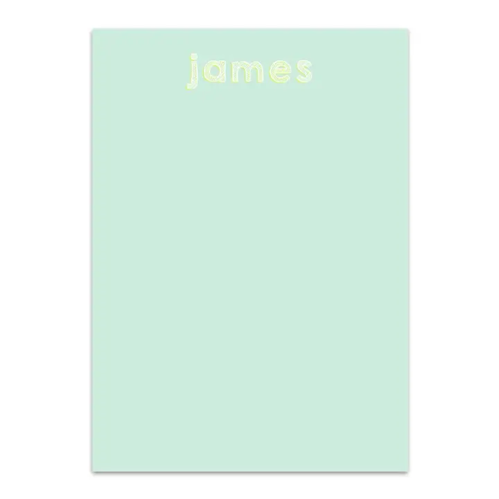 Boy's Mint Textured Font Custom Notepad