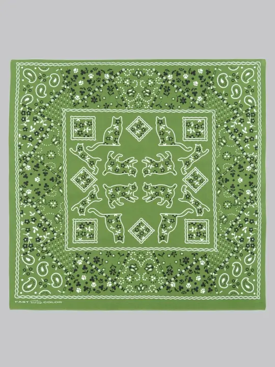TCB Two Cats Bandana Green