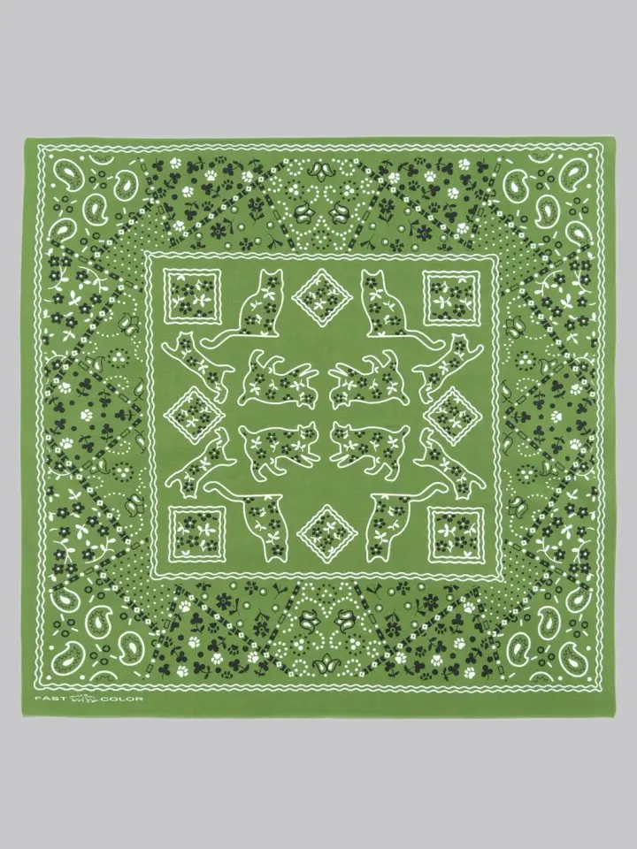 TCB Two Cats Bandana Green