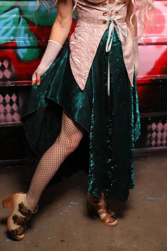 Crescent Skirt in Emerald Crushed Shimmer - The Darling Dolly Collection