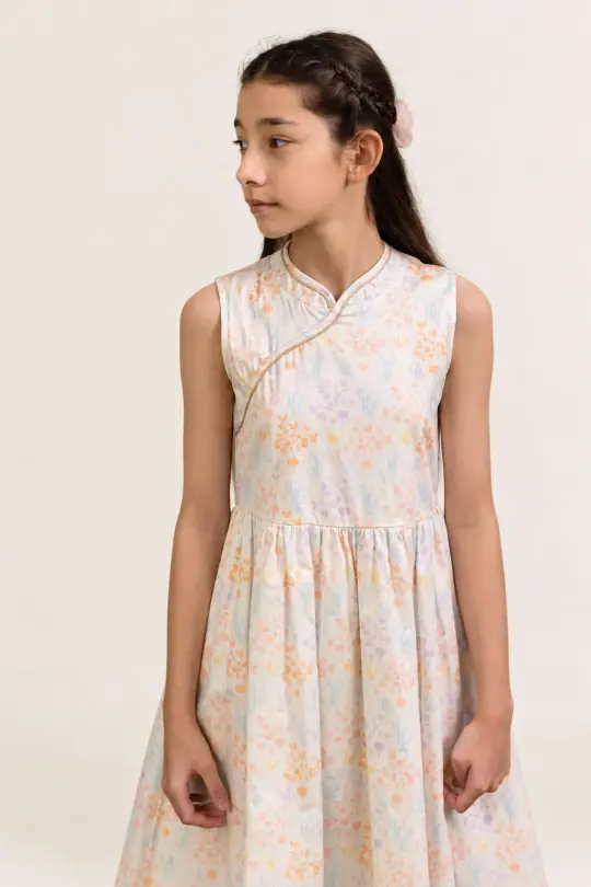 Luna Cheongsam - Cream Floral Bamboo