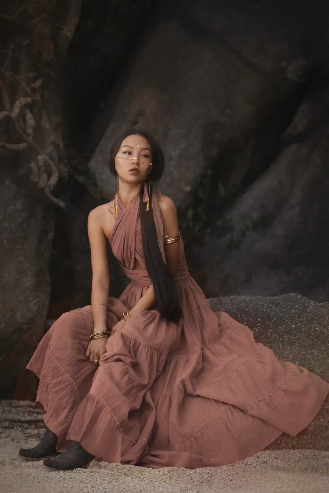 Amara Bohemian Maxi Dress Sandstone