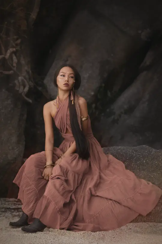 Amara Bohemian Maxi Dress Sandstone