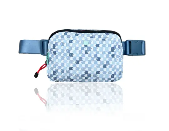 New! Blue Check Face Fanny Pack Bum Bag Belt Bag