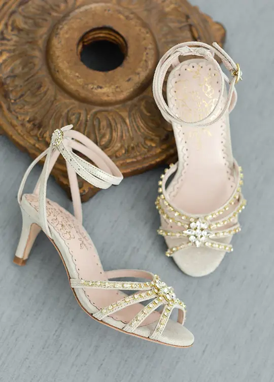 Maelyn Leather Heel in Gold