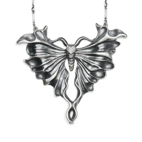 Datura Luna Moth. Sterling Silver Necklace.