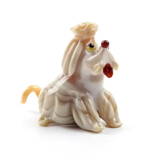 Cute Begging Dog Glass Figurine
