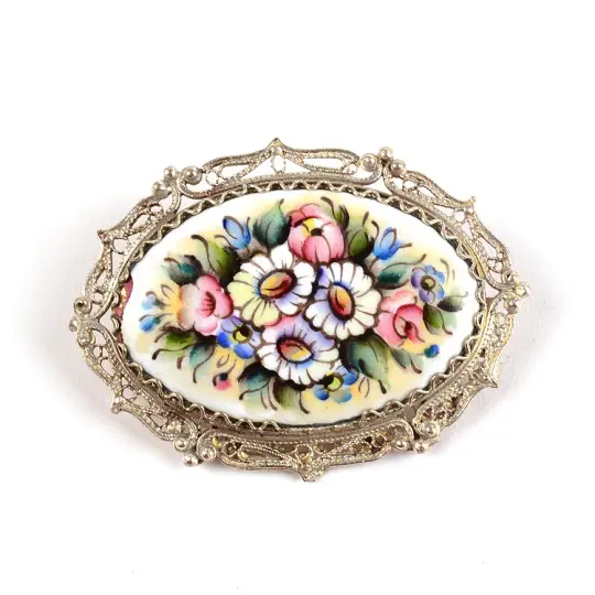 Enamel Brooch Bouquet