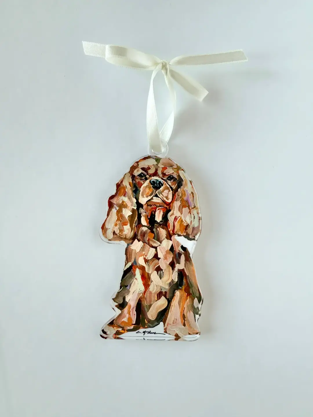Cavalier King Charles Ruby Acrylic Christmas Dog Ornament