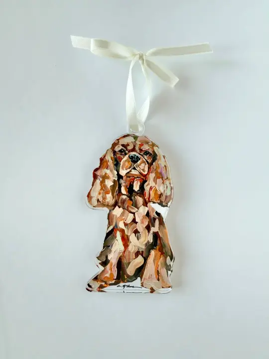 Cavalier King Charles Ruby Acrylic Christmas Dog Ornament
