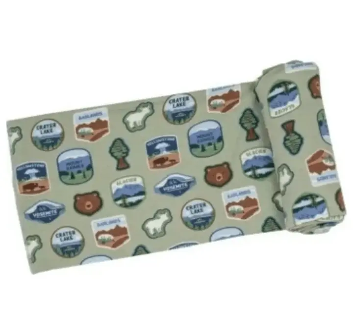 Angel Dear Swaddle Blanket National Parks Patches