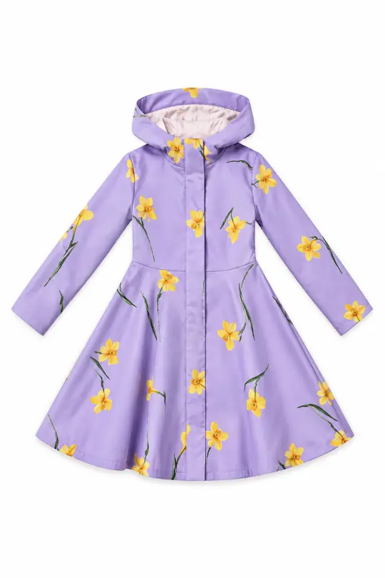 Light Purple Coat for Girls with Flower Print | Lilac Joy