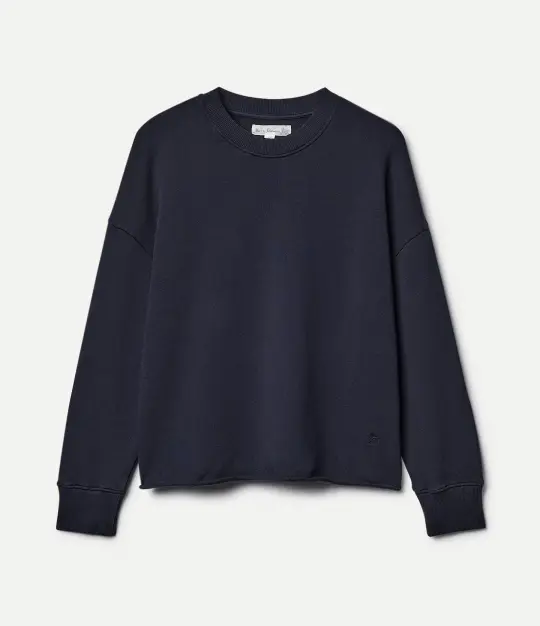 Retro Fleece Sweatshirt With Open Edge On Hem