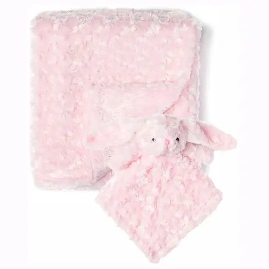 Baby Mode Baby Boys and Girls Plush Blanket with Nunu Gift Set, Pink