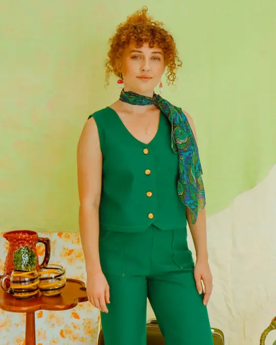 Kayla Vest Top- Emerald