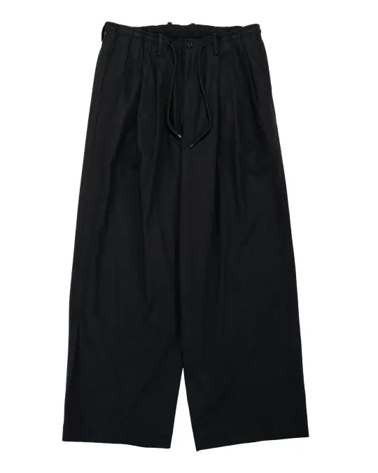 MARKAWARE Triple Pleated Easy Trousers Organic Cotton Voile Yarn Twill Black