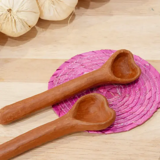 Red Clay Heart-Shaped Spoon