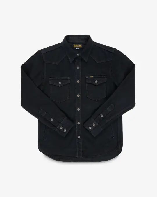 18oz Vintage Selvedge Denim CPO Shirt - Indigo Overdyed Black