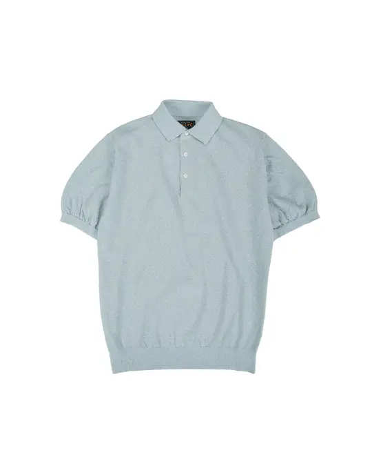 Beams Plus Knit Polo Boucle Sax