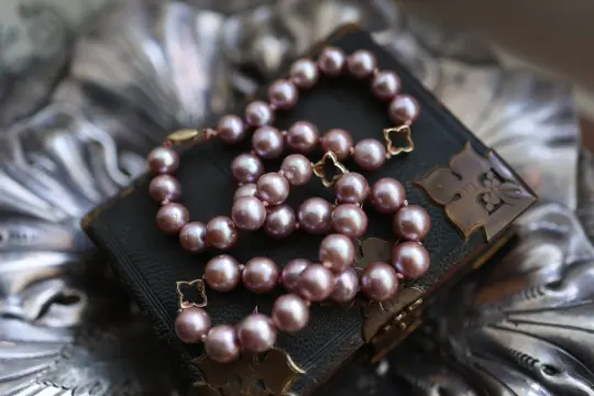 String of High Holy Pearls - Gold & Purple/Pink Pearls