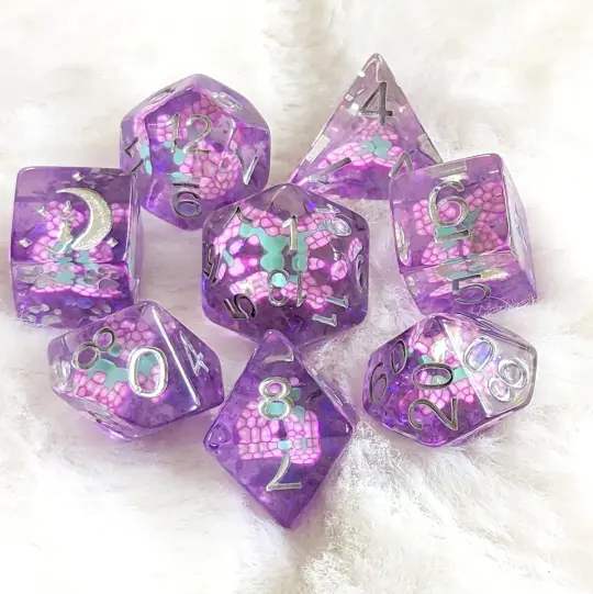 Grape Dice Set – 8-Piece Fruit Slice DnD Dice | Fennek & Finch