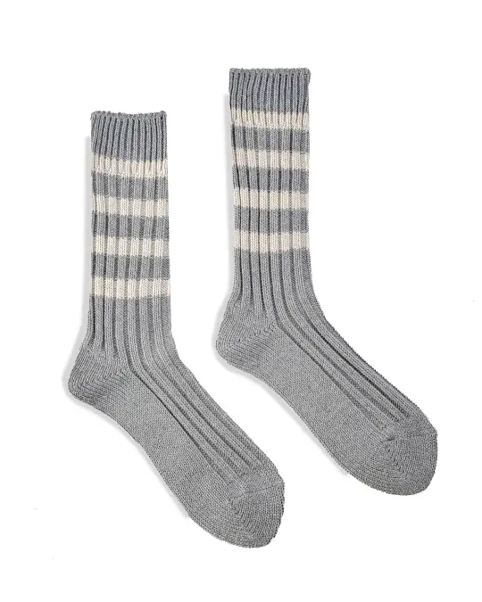 Decka Heavyweight Socks / Stripes - Grey x Ivory