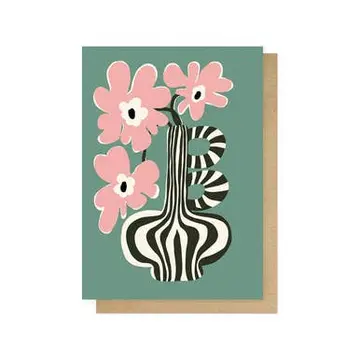 Floral Stripe Greetings Card