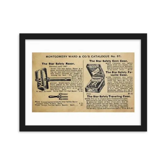 Vintage Star Safety Razor Ad Framed Print
