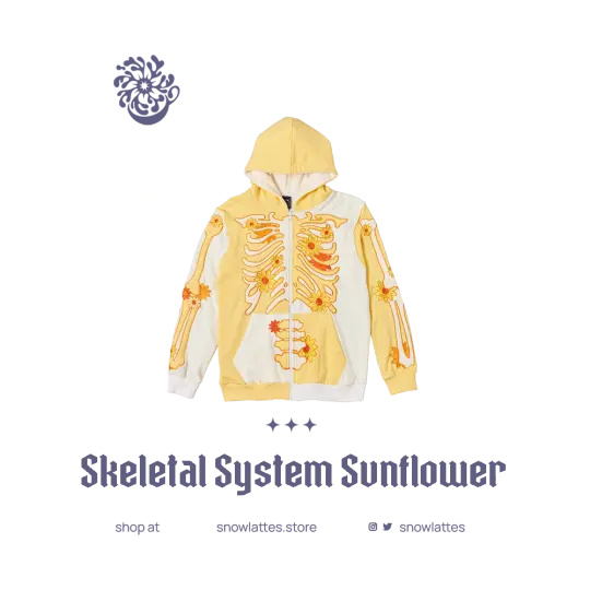 Skeletal System Hooded Jacket - Sunflower
