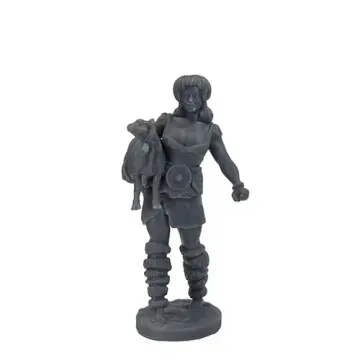 Unpainted 28mm 3D-printed resin hill giant carrying a hoofed carcass across the shoulders - tabletop RPG miniature for D&D, Pathfinder & wargaming