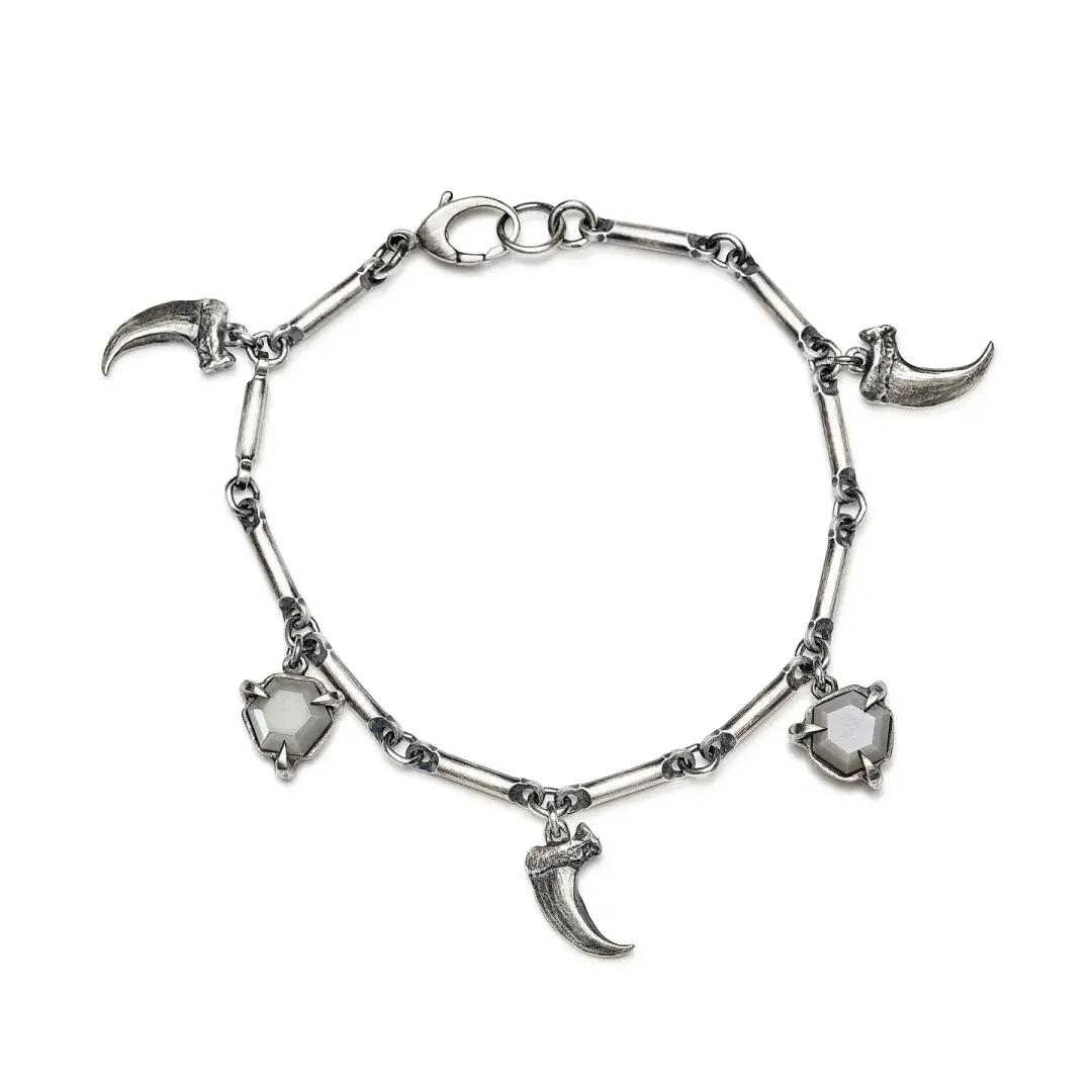 The Hexa-Hemeron. Cat Claw and Gray Moonstone Charm Bracelet.