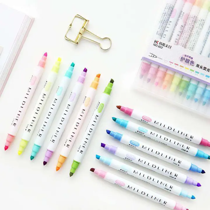 Double Sided 'Mildliner' Style Highlighters - Set of 12
