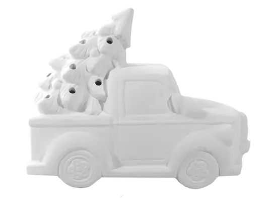 UNFINISHED Ceramic Christmas Truck with Tree Kit