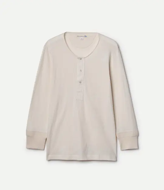 101 Loopwheeled Maco-Imit Henley 3/4 Sleeves