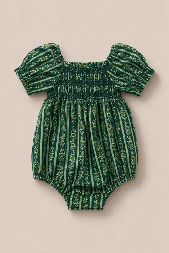 Baby Sunday Best Romper in Pine Felicity Floral