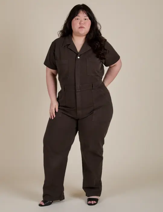 Short Sleeve Jumpsuit - Espresso Brown