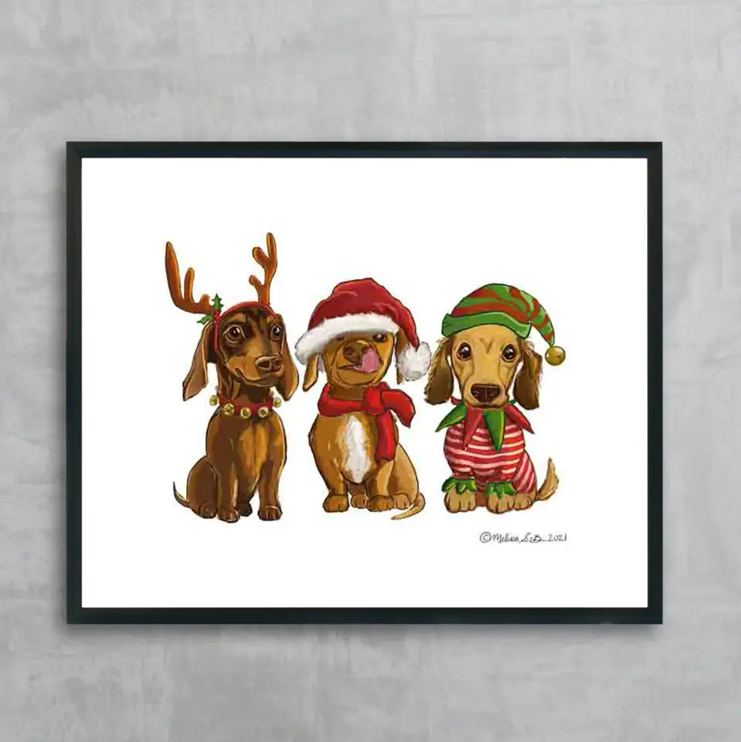 Three Dachshunds Fine Art Print, Wholesale