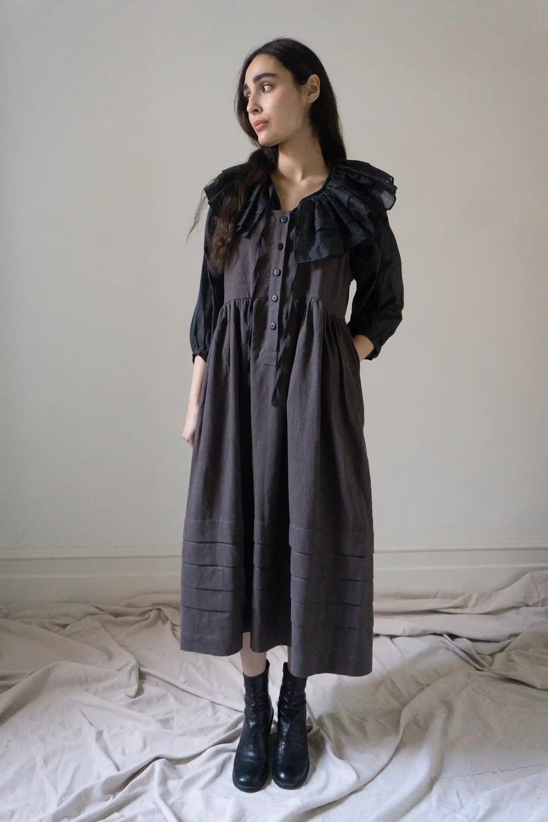 Juliet Linen Dress - Brown