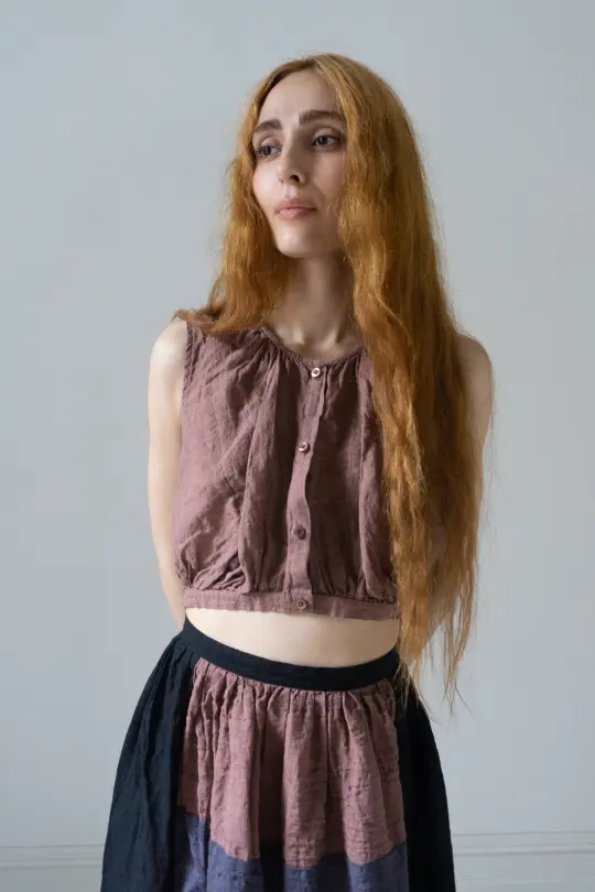 Viola Linen Top - Rose